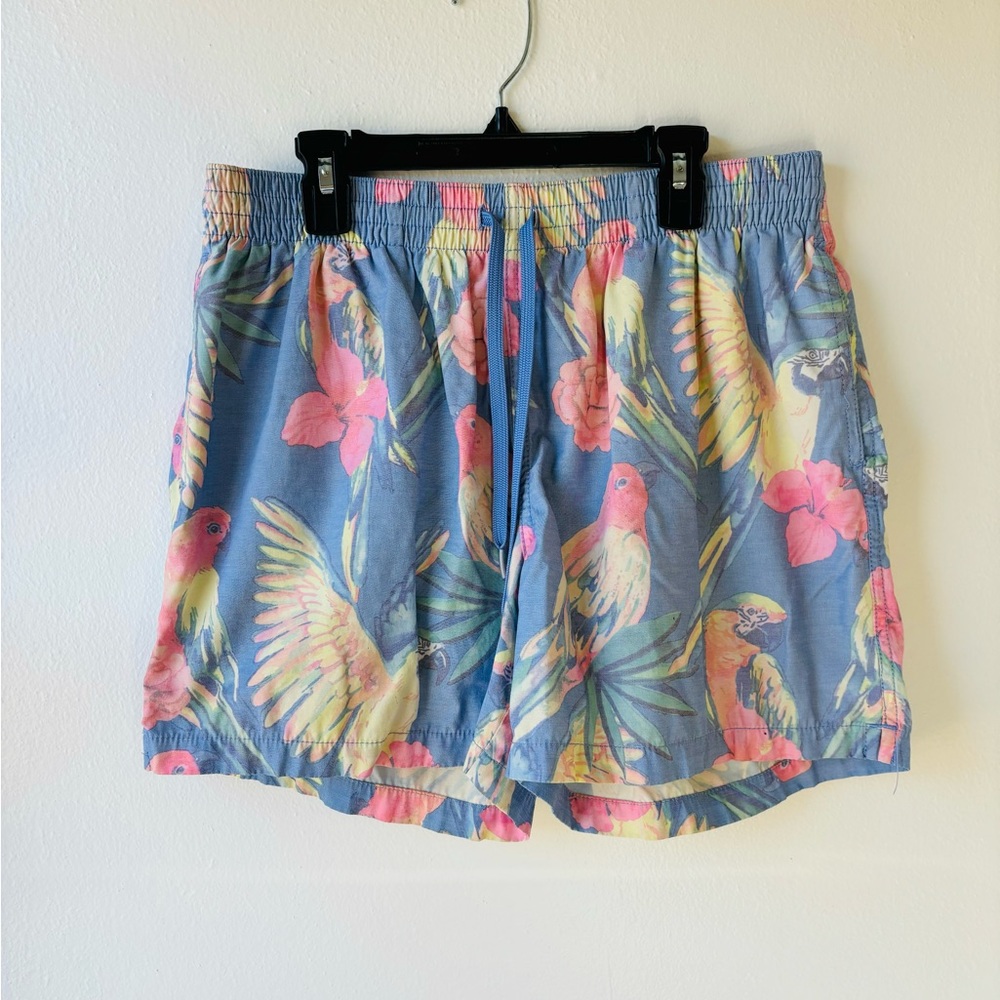 Chubbies Men's Neon Tropical Parrot Bird Print 5 Inch Swim Trunks Shorts - M